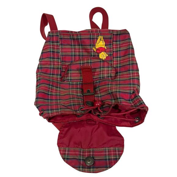 Vintage 90s Y2K Disneys Winnie The Pooh Red Plaid Mini Backpack Purse Bag - Picture 5 of 12